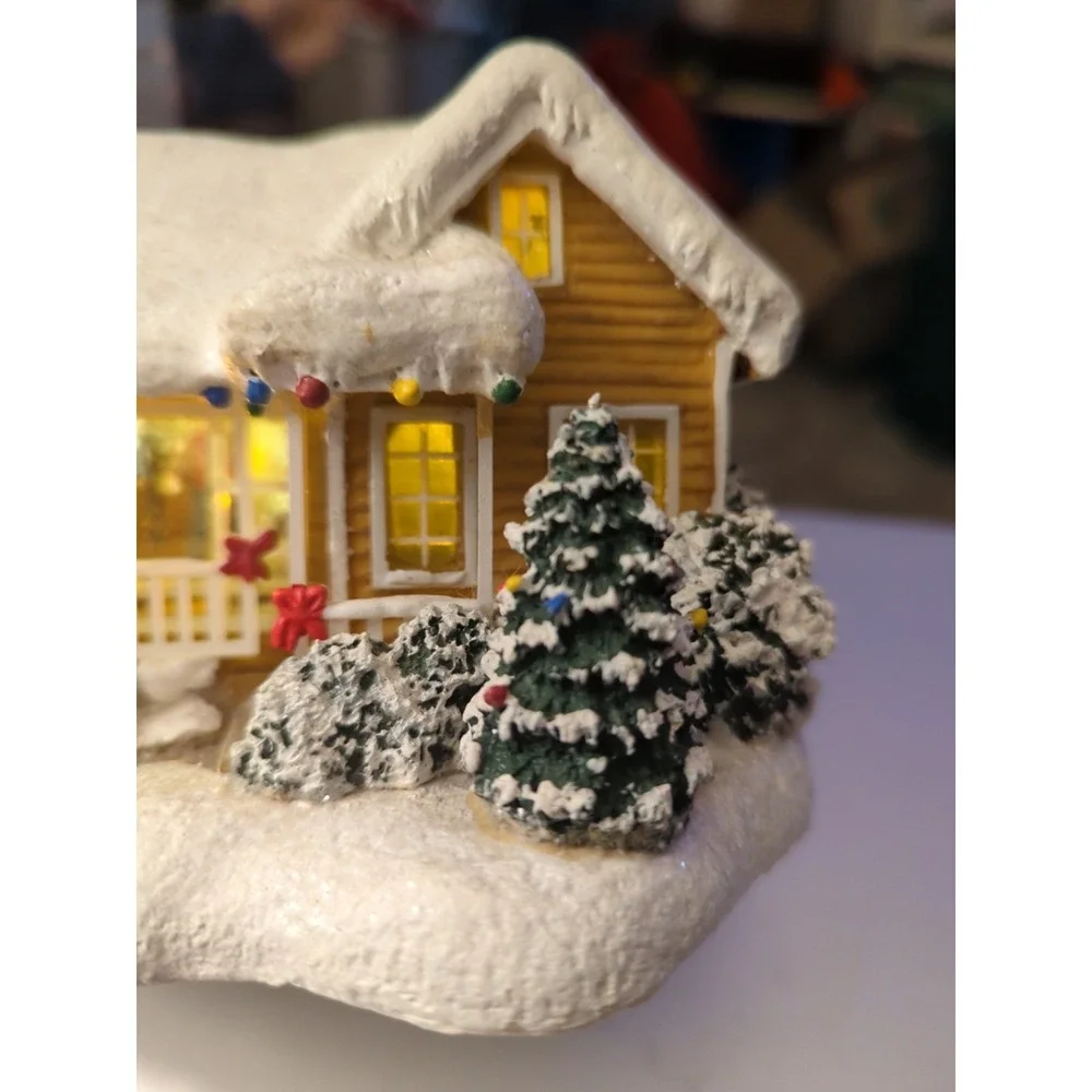 Teleflora Thomas Kinkade Childhood Home Light-Up Christmas House Flickering